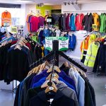 Shop display with garments